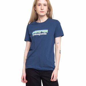 PATAGONIA Women’s Blue Short Sleeve Pastel P-6 Logo Organic Cotton T-Shirt XS